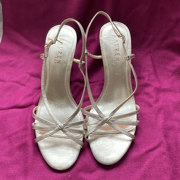 Lauren Ralph Lauren Strappy Gold Slingback Sandal! Size 7.5. See Notes & Photos! - Picture 8 of 16